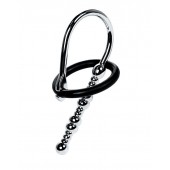 Серебристый уретральный плаг-бусины TOYFA Metal с мягким фиксириющим кольцом - ToyFa - купить с доставкой в Старом Осколе