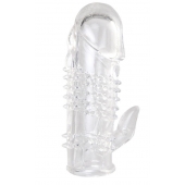 Прозрачная гелевая насадка с шипами и клиторальным отростком - 13 см. - Toyfa Basic - в Старом Осколе купить с доставкой