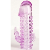 Закрытая фиолетовая насадка с 2 отростками - 13 см. - Toyfa Basic - в Старом Осколе купить с доставкой