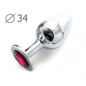 Коническая серебристая анальная втулка с малиновым кристаллом - 8,2 см. - Anal Jewelry Plug - купить с доставкой в Старом Осколе