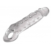 Прозразная закрытая насадка на пенис с поддержкой мошонки Clearly Ample Penis Enhancer - 22 см. - XR Brands - в Старом Осколе купить с доставкой