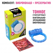 Голубое эрекционное виброкольцо Luxe VIBRO  Райская птица  + презерватив - Luxe - в Старом Осколе купить с доставкой