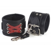 Кожаные наручники с декоративной лаковой шнуровкой - Sitabella - купить с доставкой в Старом Осколе