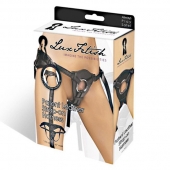 Черные трусики для страпона из патентованной кожи - Lux Fetish - купить с доставкой в Старом Осколе