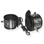 Серебристо-черные наручники с шипами и металлическим блеском - Sitabella - купить с доставкой в Старом Осколе