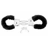 Меховые чёрные наручники Beginner s Furry Cuffs - Pipedream - купить с доставкой в Старом Осколе