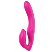 Ярко-розовый безремневой страпон REMOTE DOUBLE DIPPER - 22 см. - Dream Toys - купить с доставкой в Старом Осколе