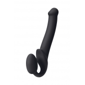 Черный безремневой страпон Silicone Bendable Strap-On M - Strap-on-me - купить с доставкой в Старом Осколе