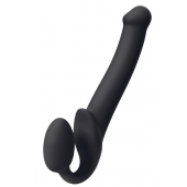 Черный безремневой страпон Silicone Bendable Strap-On M - Strap-on-me - купить с доставкой в Старом Осколе