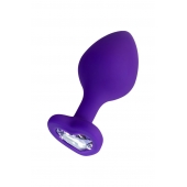 Фиолетовая анальная втулка Diamond Heart с прозрачным кристаллом - 8 см. - ToyFa - купить с доставкой в Старом Осколе