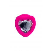 Розовая анальная втулка Diamond Heart с прозрачным кристаллом - 9,5 см. - ToyFa - купить с доставкой в Старом Осколе