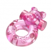 Розовое эрекционное виброкольцо на пенис Pink Bear - Baile - в Старом Осколе купить с доставкой