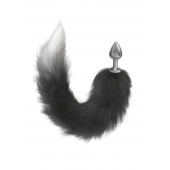 Серебристая анальная пробка с черным хвостом Galaxy - Lola Games - купить с доставкой в Старом Осколе