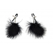 Зажимы на соски с черным пухом Euphoric - Lola Games - купить с доставкой в Старом Осколе