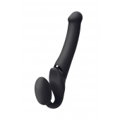 Черный безремневой вибрострапон Silicone Bendable Strap-On M - Strap-on-me - купить с доставкой в Старом Осколе