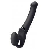Черный безремневой вибрострапон Silicone Bendable Strap-On M - Strap-on-me - купить с доставкой в Старом Осколе
