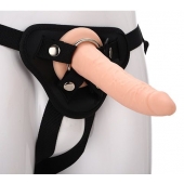 Телесный страпон на черных трусиках STRAP ON REAL DILDO - 20 см. - Dream Toys - купить с доставкой в Старом Осколе