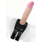 Черный узкий пояс на бедро с телесной насадкой - LOVETOY (А-Полимер) - купить с доставкой в Старом Осколе