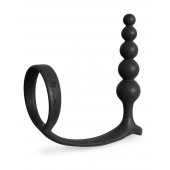 Черная анальная цепочка с эрекционным кольцом Ass-gasm Cockring Anal Beads - Pipedream - в Старом Осколе купить с доставкой
