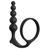 Черная анальная цепочка с эрекционным кольцом Ass-gasm Cockring Anal Beads - Pipedream - в Старом Осколе купить с доставкой