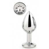Серебристая анальная втулка с прозрачным кристаллом - 7,1 см. - Dream Toys - купить с доставкой в Старом Осколе