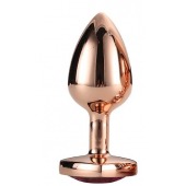 Золотистая анальная втулка с кристаллом-сердечком розового цвета - 7,1 см. - Dream Toys - купить с доставкой в Старом Осколе