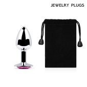 Серебристая анальная пробка с малиновым кристаллом - 7,2 см. - Anal Jewelry Plug - купить с доставкой в Старом Осколе