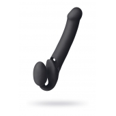 Черный безремневой вибрострапон Vibrating Bendable Strap-On L - Strap-on-me - купить с доставкой в Старом Осколе