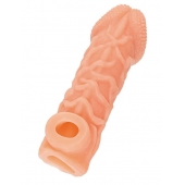 Телесная закрытая насадка с венками Cock Sleeve Size S - 13,8 см. - KOKOS - в Старом Осколе купить с доставкой