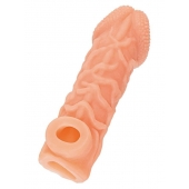 Телесная закрытая насадка с венками Cock Sleeve Size L - 17,6 см. - KOKOS - в Старом Осколе купить с доставкой