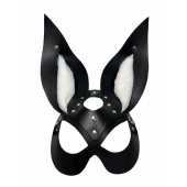 Черная маска зайки с белым мехом на ушках Miss Bunny - БДСМ Арсенал - купить с доставкой в Старом Осколе