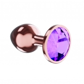 Пробка цвета розового золота с фиолетовым кристаллом Diamond Amethyst Shine L - 8,3 см. - Lola Games - купить с доставкой в Старом Осколе