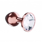 Пробка цвета розового золота с прозрачным кристаллом Diamond Moonstone Shine L - 8,3 см. - Lola Games - купить с доставкой в Старом Осколе
