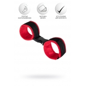 Красно-черные велюровые наручники Anonymo - ToyFa - купить с доставкой в Старом Осколе