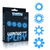 Набор из 4 голубых, светящихся в темноте эрекционных колец Lumino Play - Lovetoy - в Старом Осколе купить с доставкой