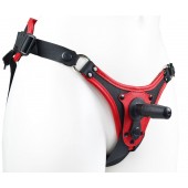 Красно-черные универсальные трусики с 2 способами крепления насадок - LOVETOY (А-Полимер) - купить с доставкой в Старом Осколе