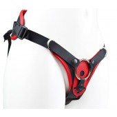 Красно-черные универсальные трусики с 2 способами крепления насадок - LOVETOY (А-Полимер) - купить с доставкой в Старом Осколе