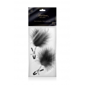 Зажимы на соски с черными пуховыми кисточками Sweet Caress Feather Nipple Clumps - Sweet Caress - купить с доставкой в Старом Осколе