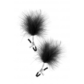 Зажимы на соски с черными пуховыми кисточками Sweet Caress Feather Nipple Clumps - Sweet Caress - купить с доставкой в Старом Осколе