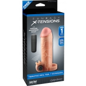 Телесная вибронасадка с кольцом  Vibrating Real Feel 1 Extension - 14 см. - Pipedream - в Старом Осколе купить с доставкой