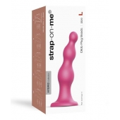 Розовая насадка Strap-On-Me Dildo Plug Beads size L - Strap-on-me - купить с доставкой в Старом Осколе