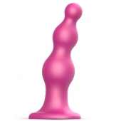Розовая насадка Strap-On-Me Dildo Plug Beads size L - Strap-on-me - купить с доставкой в Старом Осколе