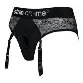 Черные трусики для насадок Diva Lingerie Harness - size S - Strap-on-me - купить с доставкой в Старом Осколе
