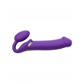 Фиолетовый безремневой вибрострапон Silicone Bendable Strap-On - size XL - Strap-on-me - купить с доставкой в Старом Осколе