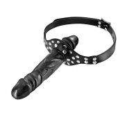 Черный кляп-фаллоимитатор Double Penis Gag - Fetish Tentation - купить с доставкой в Старом Осколе