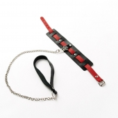 Черный ошейник с красным ремешком и поводком - Crazy Handmade - купить с доставкой в Старом Осколе