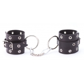 Черные кожаные наручники с люверсами - Crazy Handmade - купить с доставкой в Старом Осколе