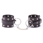 Черные кожаные оковы с люверсами - Crazy Handmade - купить с доставкой в Старом Осколе