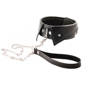 Черный ошейник-воротничок с металлическим поводком - Crazy Handmade - купить с доставкой в Старом Осколе