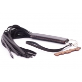 Черная кожаная плеть с удобной ручкой - 50 см. - Crazy Handmade - купить с доставкой в Старом Осколе